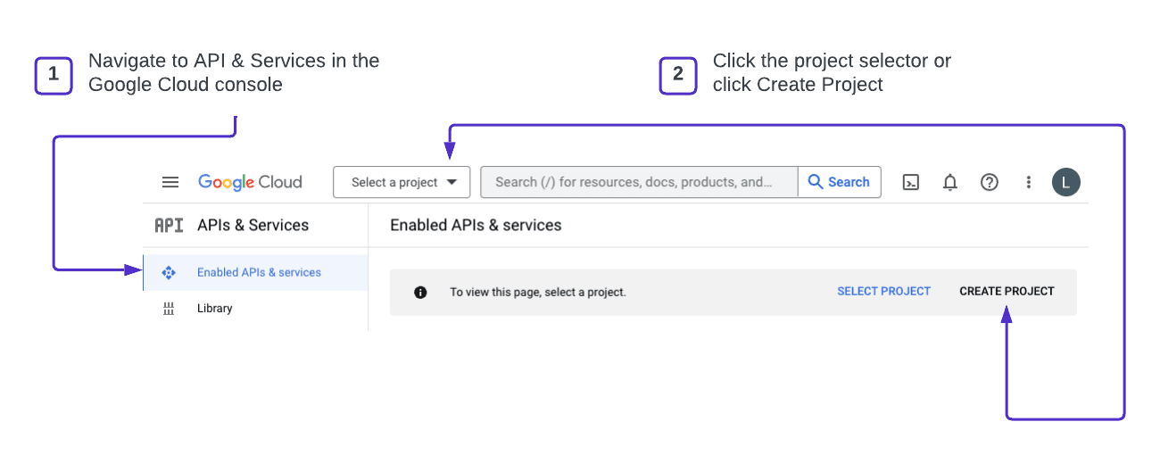 Create or select a project